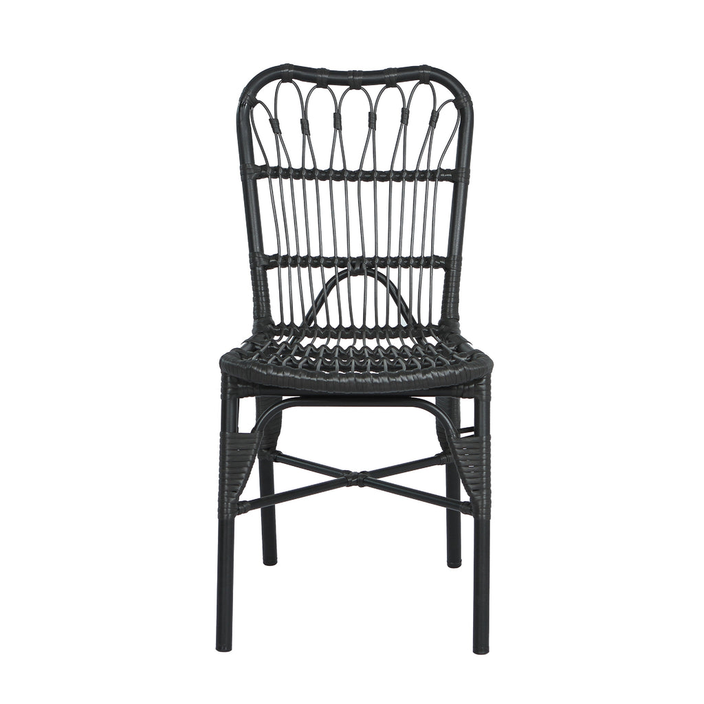 Outdoor PE Wicker Patio Dining Chairs Set of 2 Rattan Bistro Chairs for Backyard