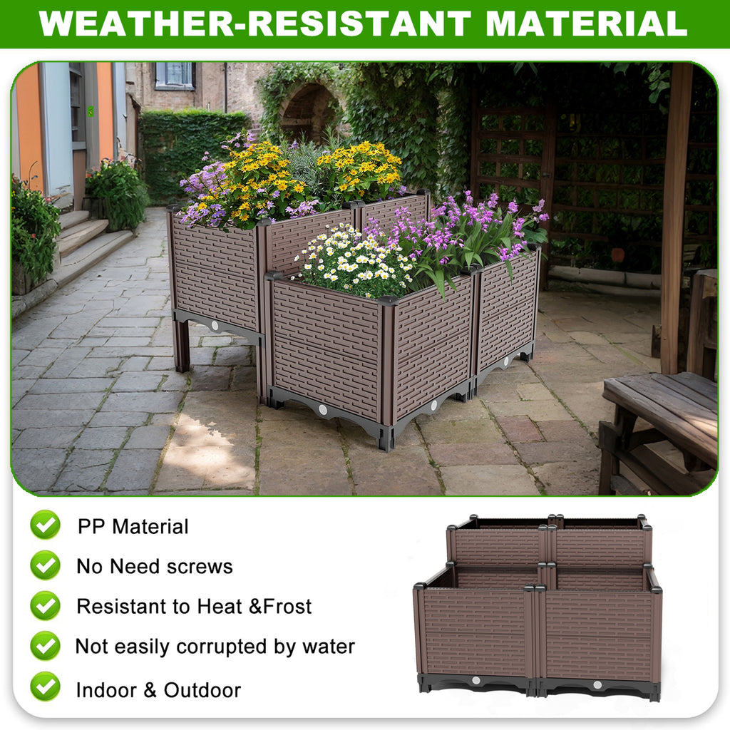 Self Watering Raised Garden Bed Kit Elevated Planter Boxes for Outdoor Flowers Vegetables Herbs