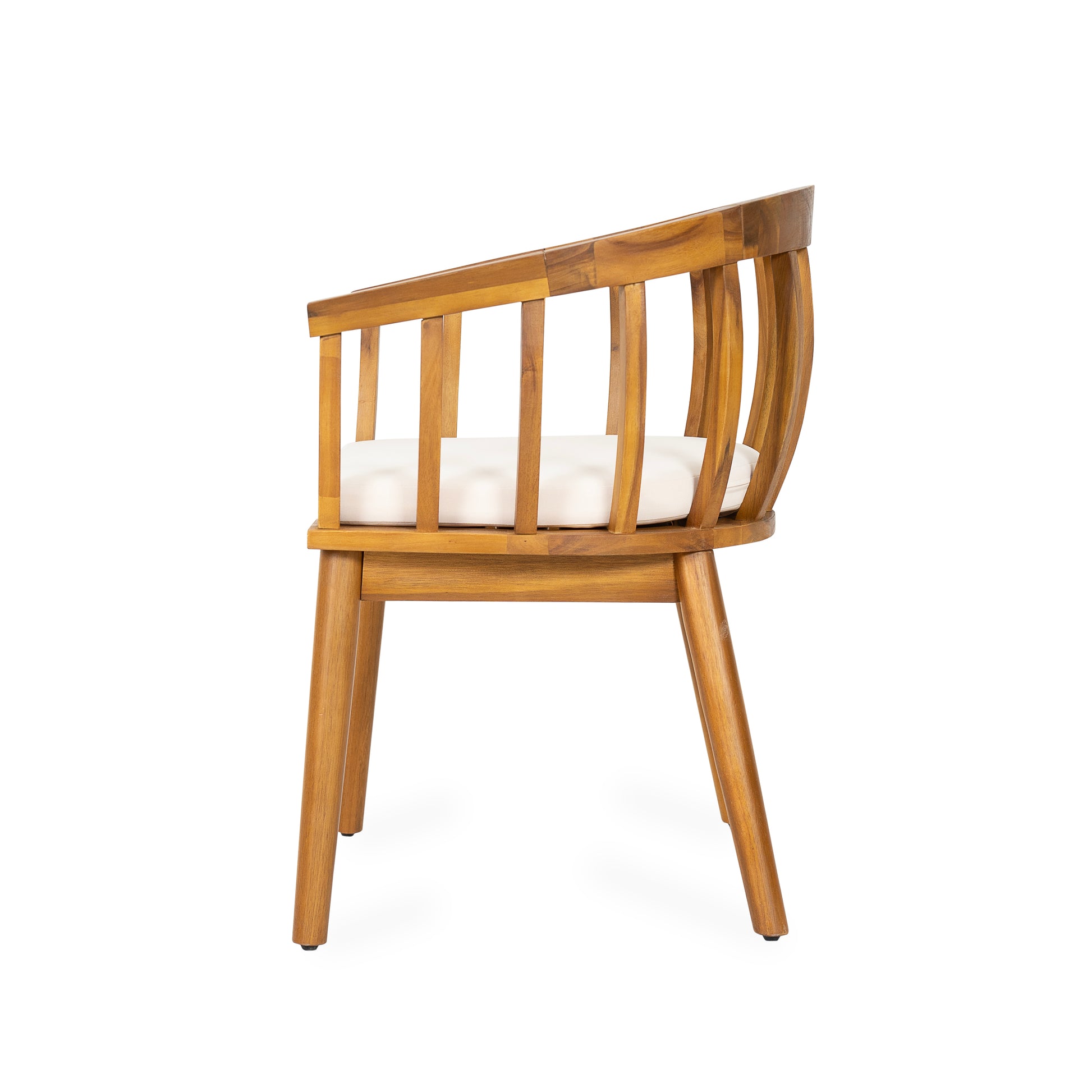 Set of 2 Outdoor Dining Armchair with Cushion – Acacia Wood Patio Chair for Deck, Backyard