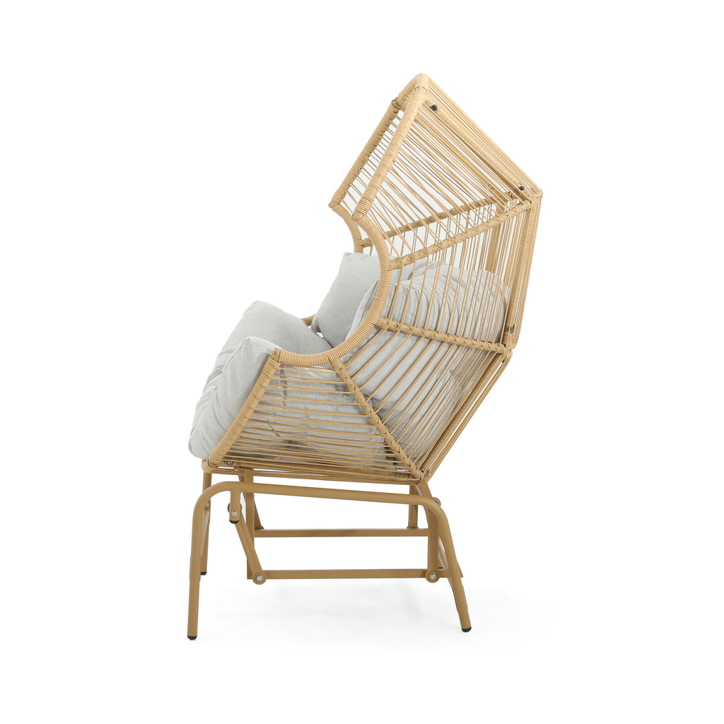 Palos Outdoor Wicker Glider Chair - Light Brown