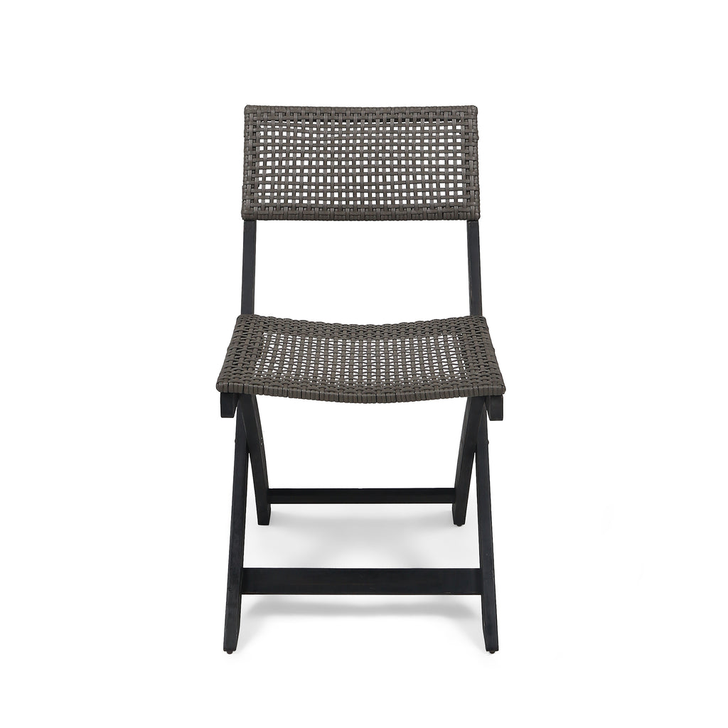 French Country Bistro Chairs Set of 2 Woven Back Dining Chairs for Indoor Outdoor