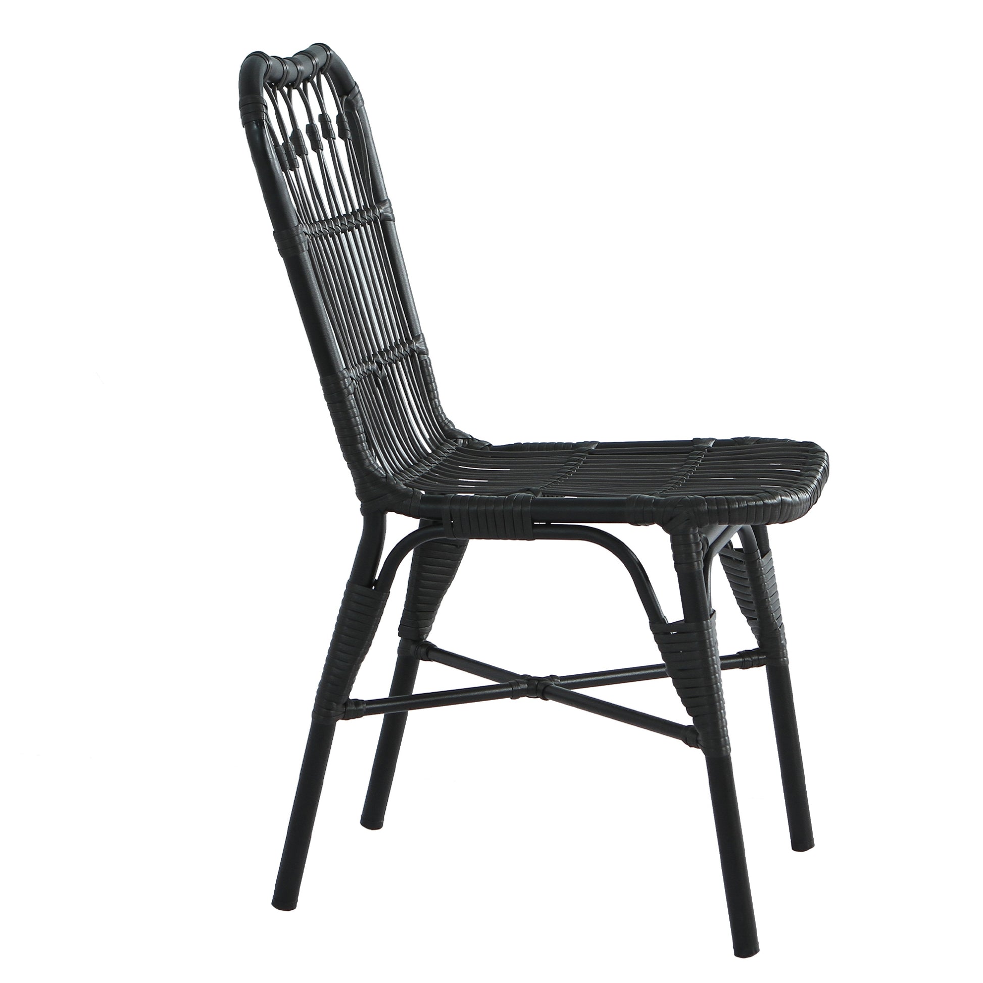 Outdoor PE Wicker Patio Dining Chairs Set of 2 Rattan Bistro Chairs for Backyard