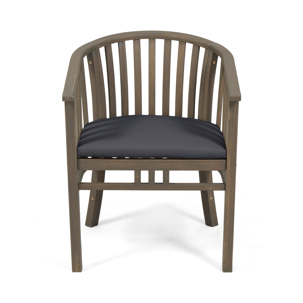 Outdoor Wooden Dining Chair Set with Cushions, 2-Pack, Weather Resistant Patio Seating