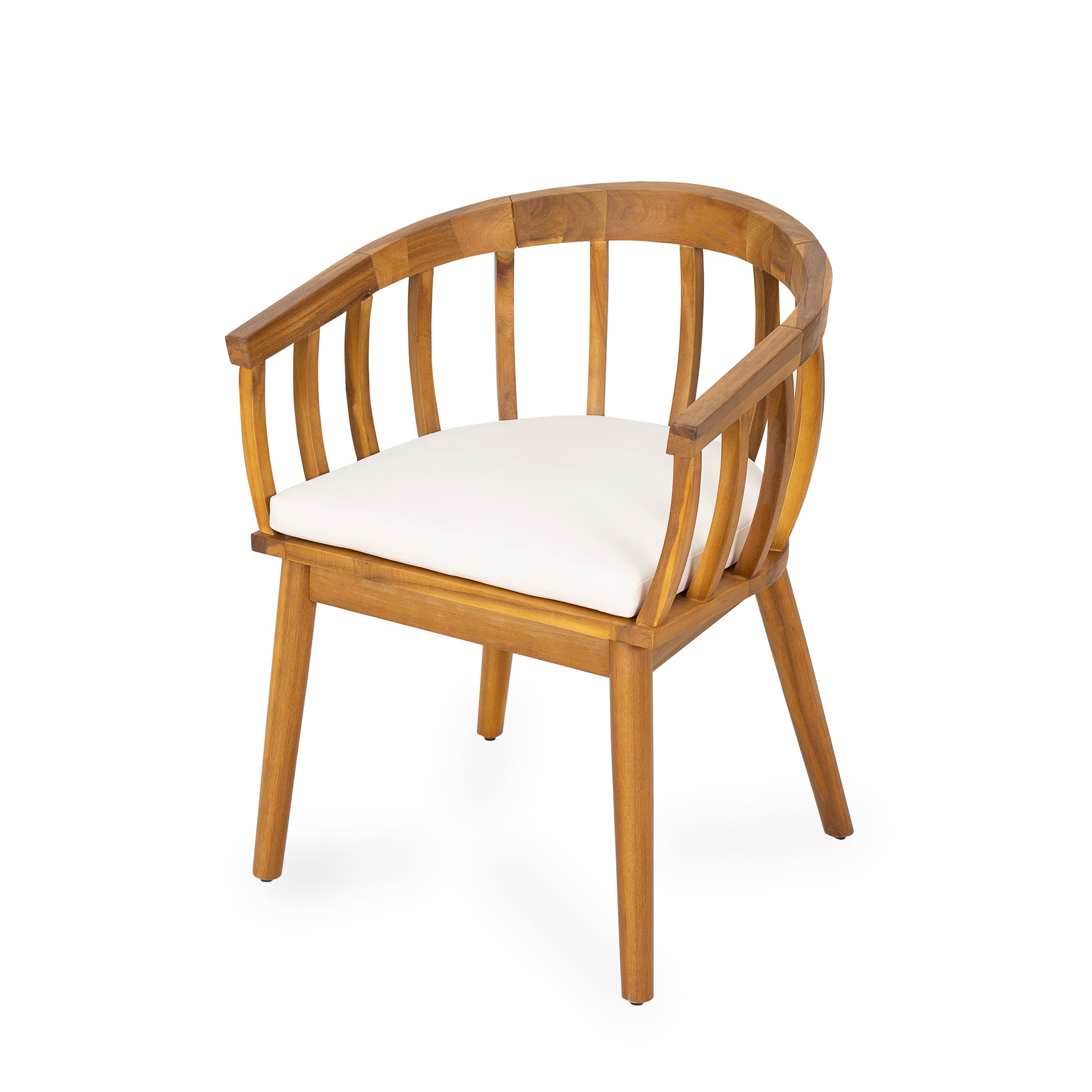Set of 2 Outdoor Dining Armchair with Cushion – Acacia Wood Patio Chair for Deck, Backyard