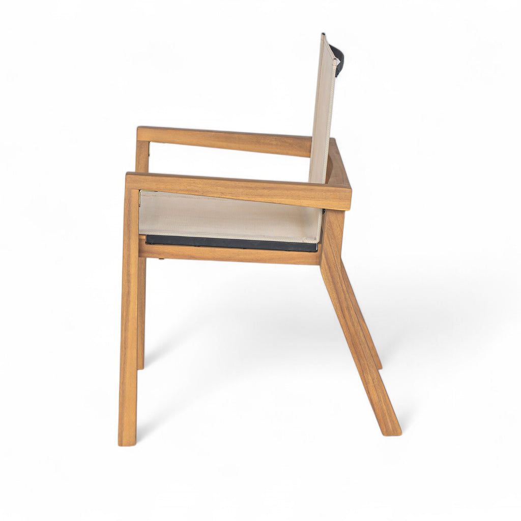 Teak Finish Outdoor Dining Chairs Set of 2 Wood Frame Patio Chairs with Textile