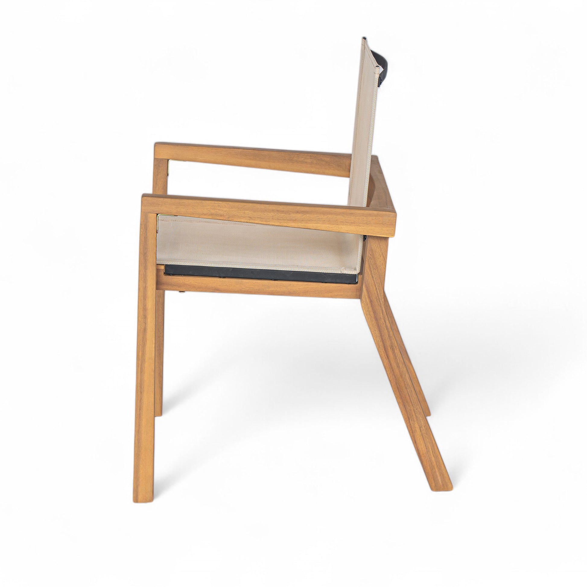 Teak Finish Outdoor Dining Chairs Set of 2 Wood Frame Patio Chairs with Textile