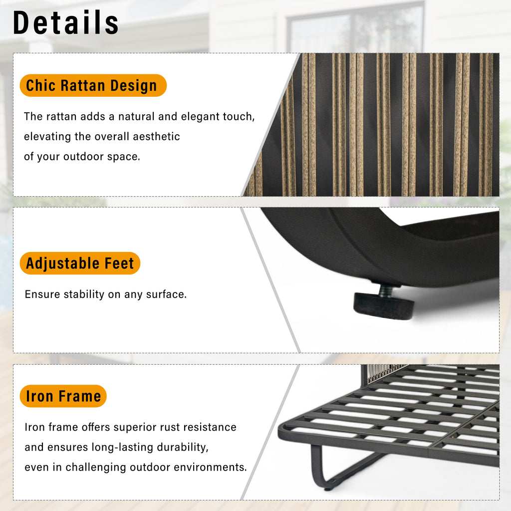 57" Outdoor Patio Daybed Rattan Daybed Outdoor Sunbed with Detachable Pillows for Patio, Backyard, Pool, Grey