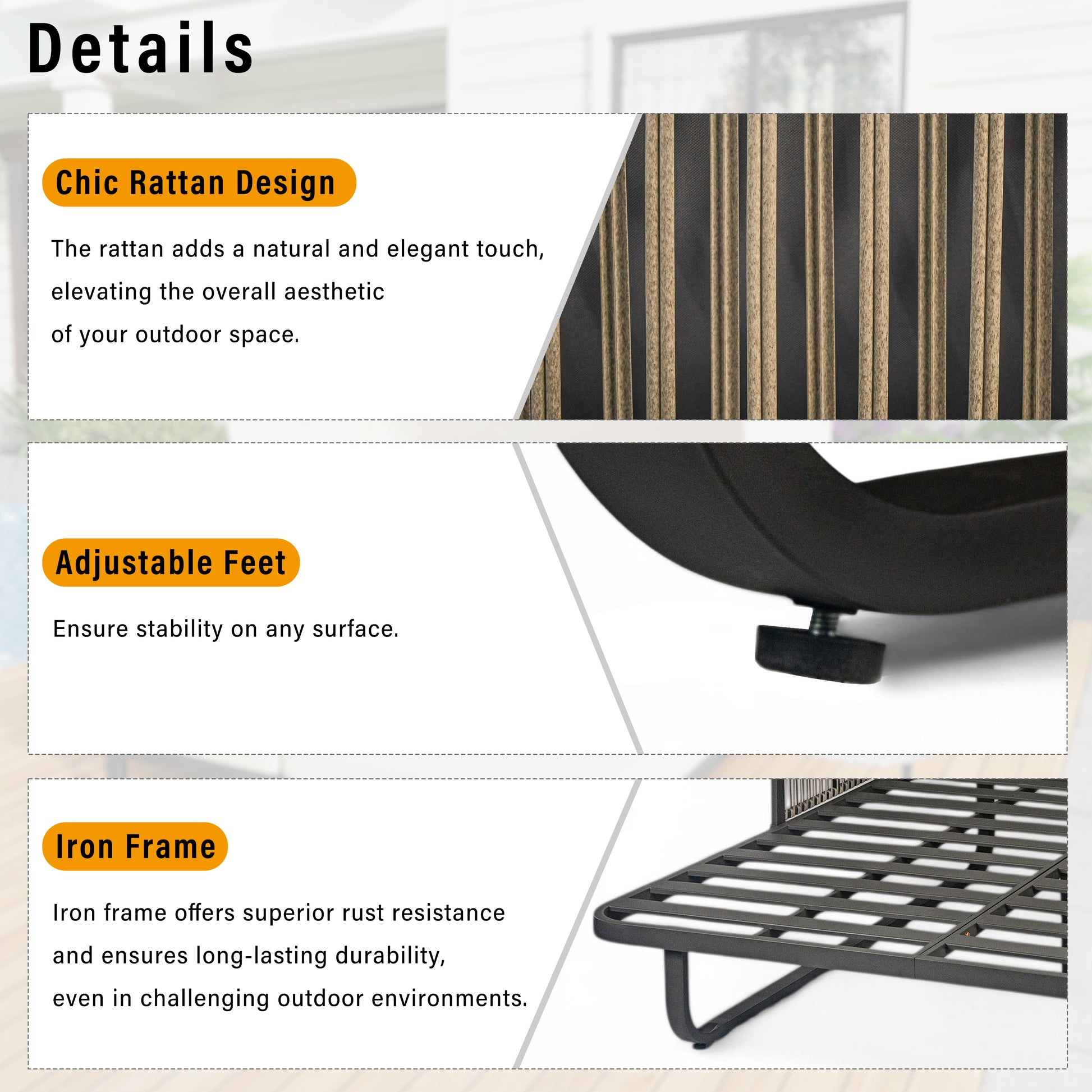 57" Outdoor Patio Daybed Rattan Daybed Outdoor Sunbed with Detachable Pillows for Patio, Backyard, Pool, Grey