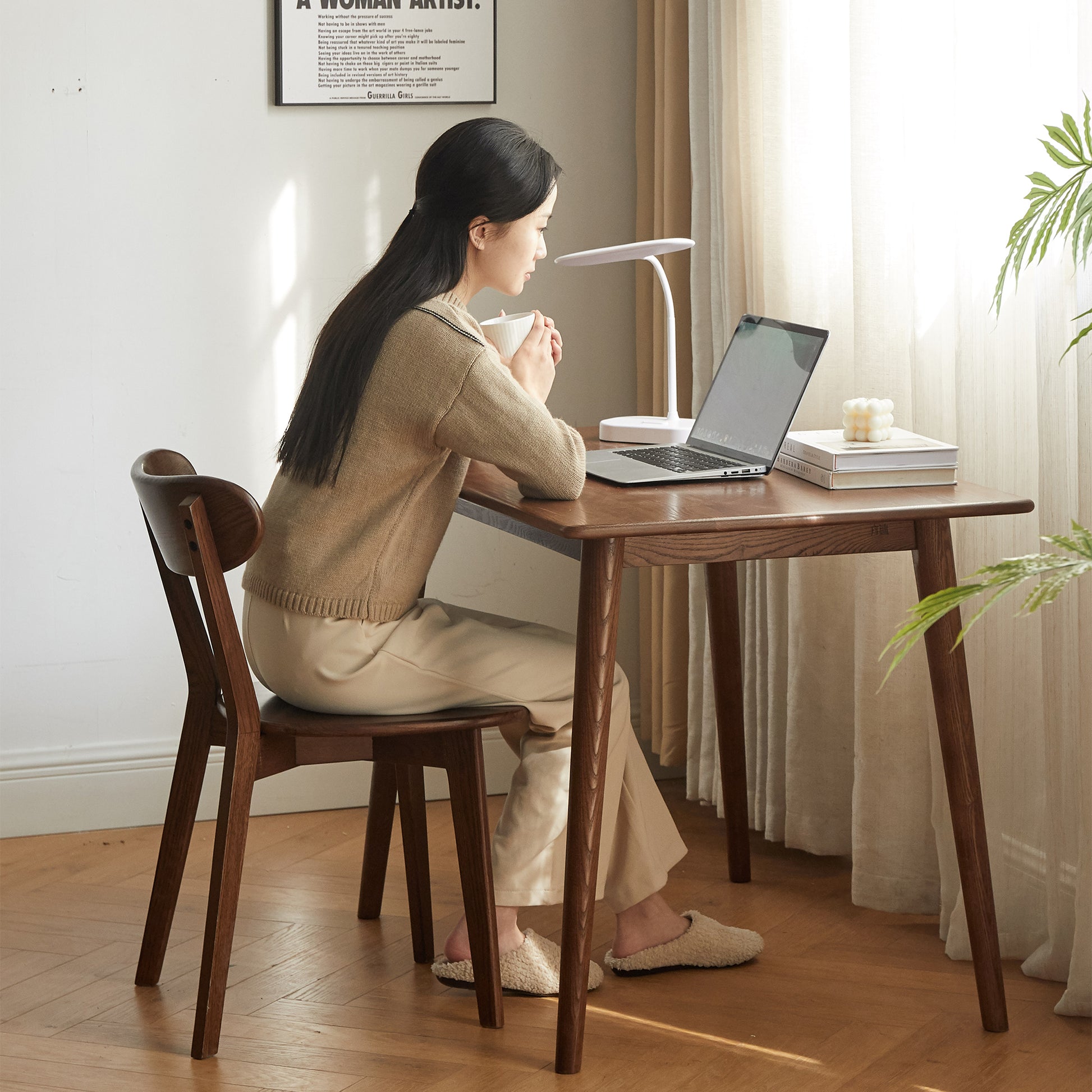 Set of 4 Premium Solid Oak Wood Dining Chairs Modern 46.5x54x80cm