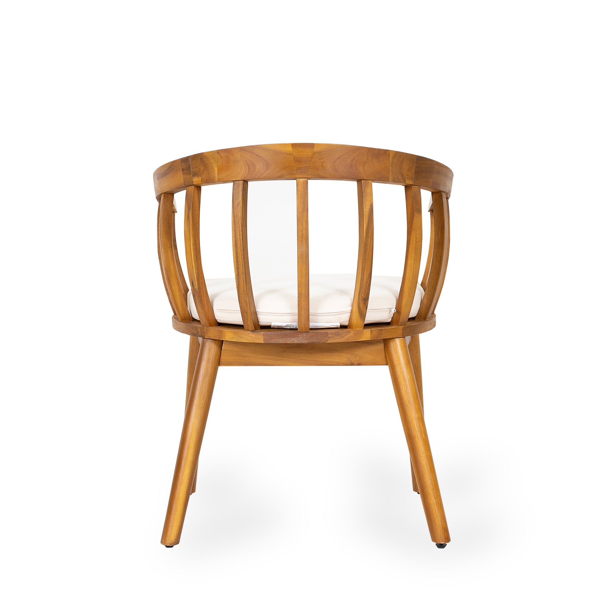 Set of 2 Outdoor Dining Armchair with Cushion – Acacia Wood Patio Chair for Deck, Backyard