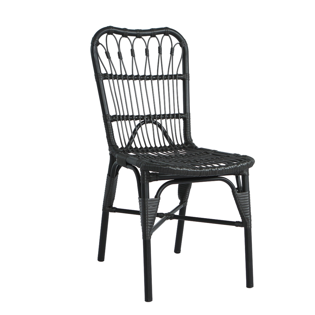 Outdoor PE Wicker Patio Dining Chairs Set of 2 Rattan Bistro Chairs for Backyard