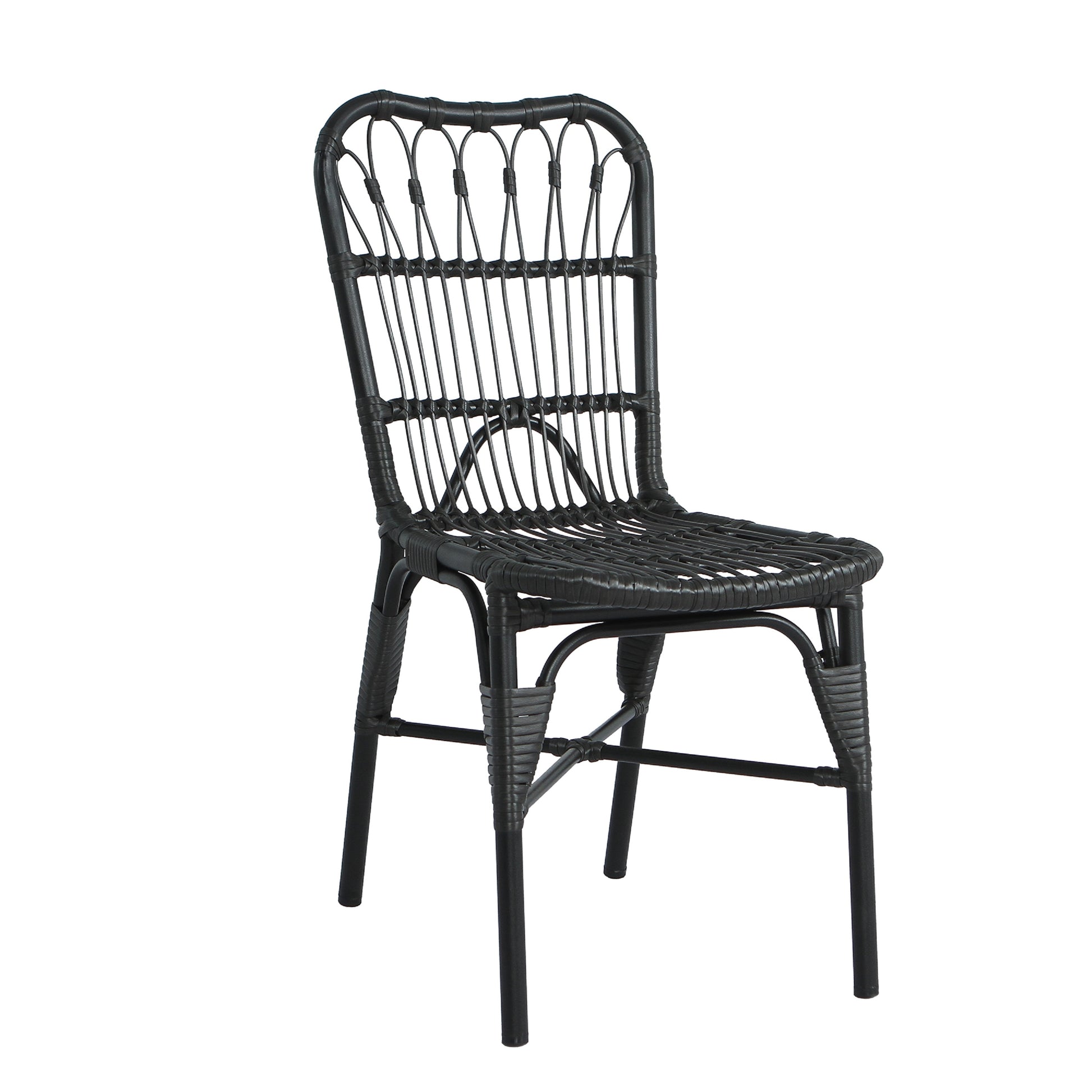 Outdoor PE Wicker Patio Dining Chairs Set of 2 Rattan Bistro Chairs for Backyard