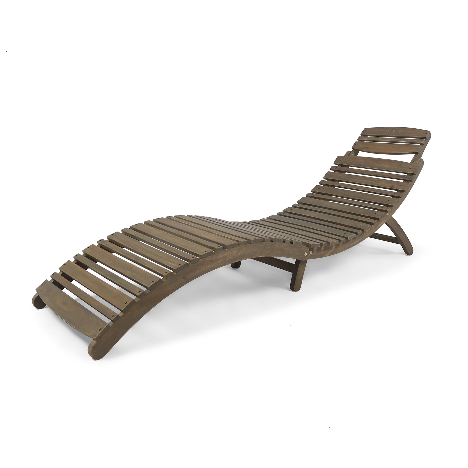 LAHAINA WOOD FOLDABLE CHAISE LOUNGE - GREY