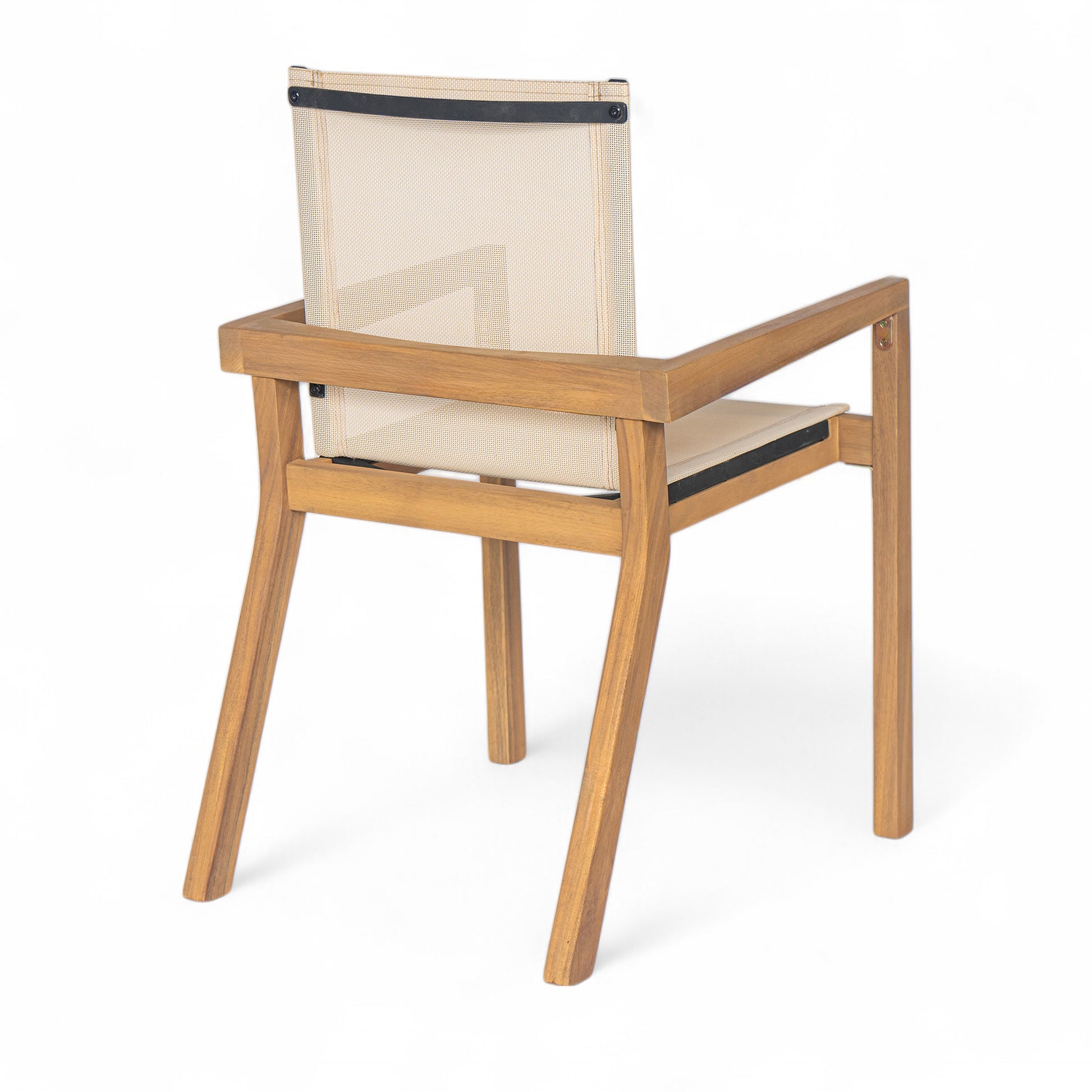 Teak Finish Outdoor Dining Chairs Set of 2 Wood Frame Patio Chairs with Textile