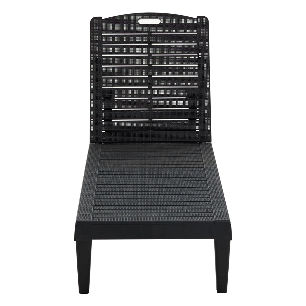 2-Piece Outdoor Chaise Lounges Resin Pool Lounge Chairs Outdoor Chaise Lounge Chair Set with Adjustable Backrest (Set of 2) for Patio, Poolside or Beach, Black