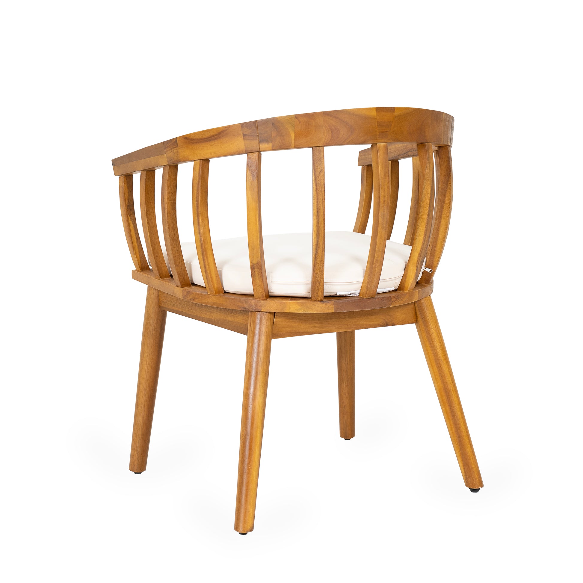 Set of 2 Outdoor Dining Armchair with Cushion – Acacia Wood Patio Chair for Deck, Backyard
