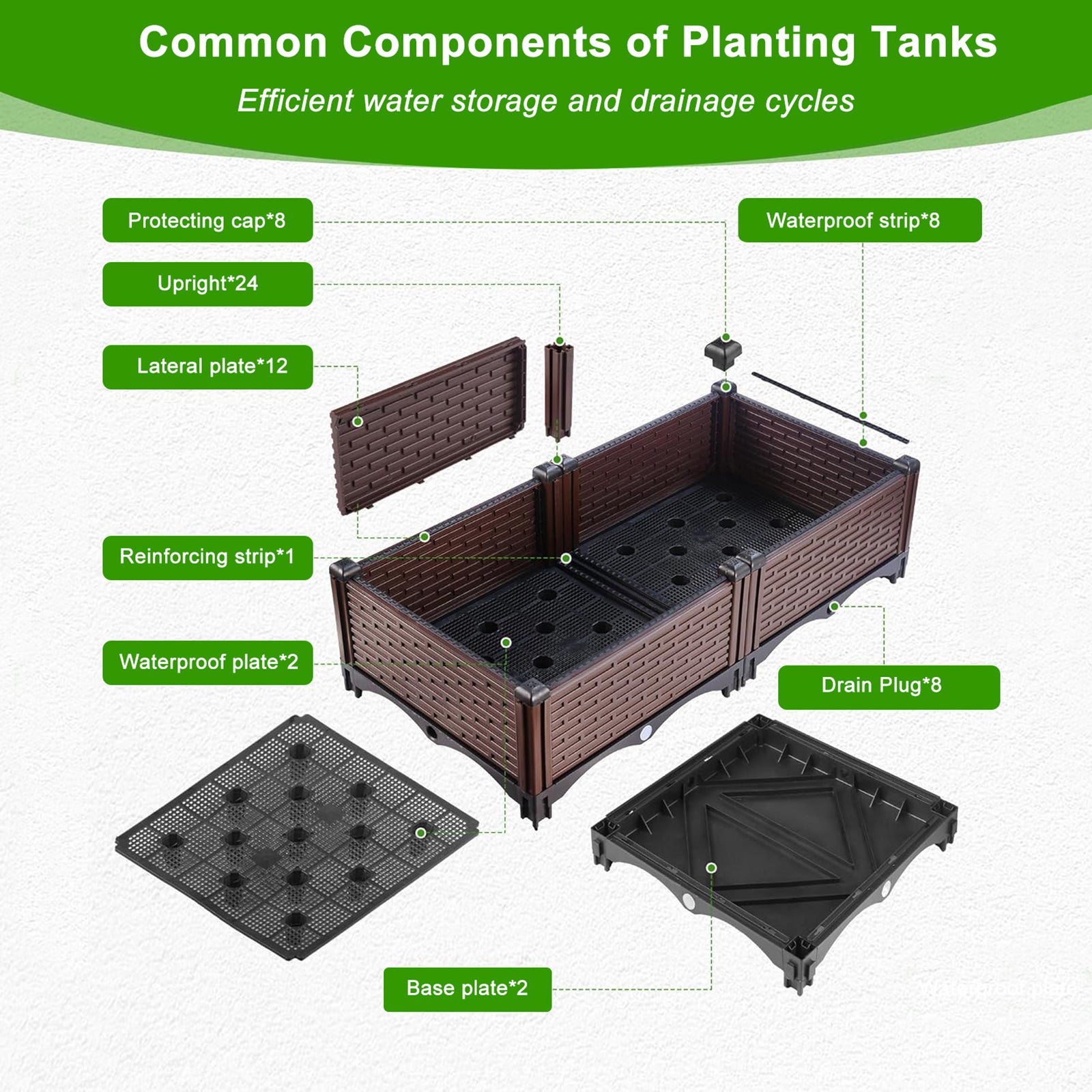 31.5x31.5x19.6in Raised Garden Beds Outdoor, Polypropylene Planter Boxes Outdoor for Vegetables, Flowers, Herbs, Garden Box with Drain Outlet, Heat and Frost Resistance Planters, 440lb Capacity