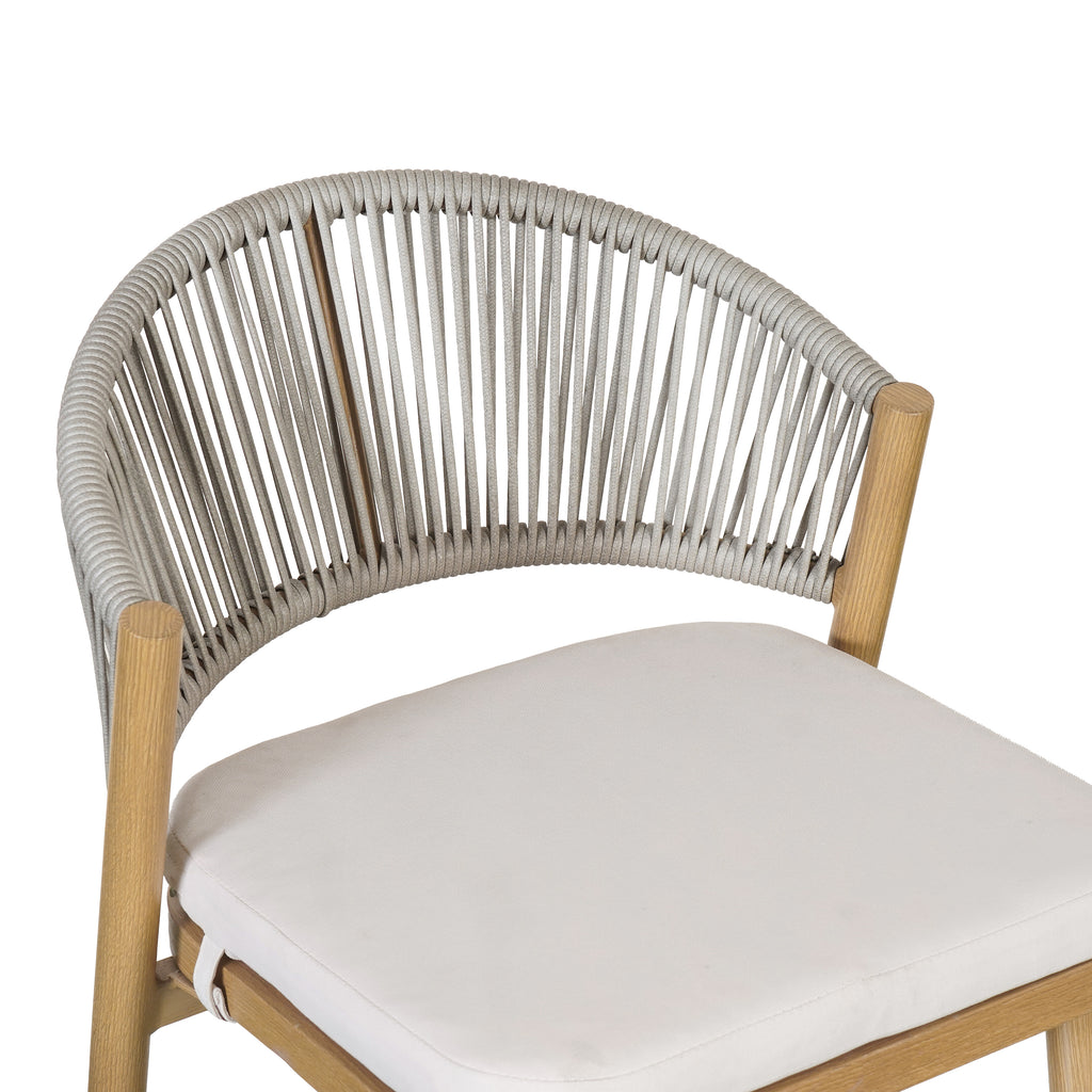 26" Outdoor Counter Stools Set of 2, Aluminum PE Rattan Backrest, Maple Finish Patio Bar Stools