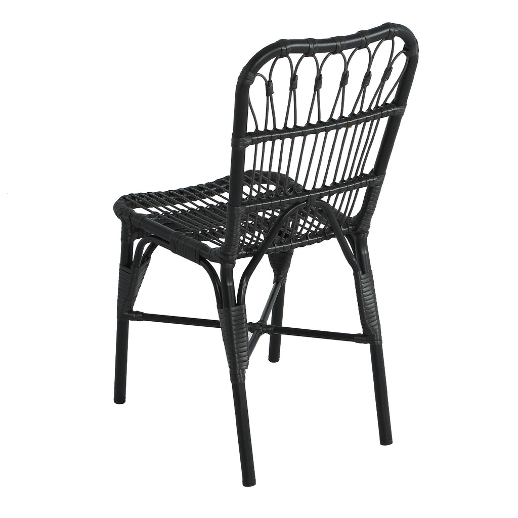Outdoor PE Wicker Patio Dining Chairs Set of 2 Rattan Bistro Chairs for Backyard