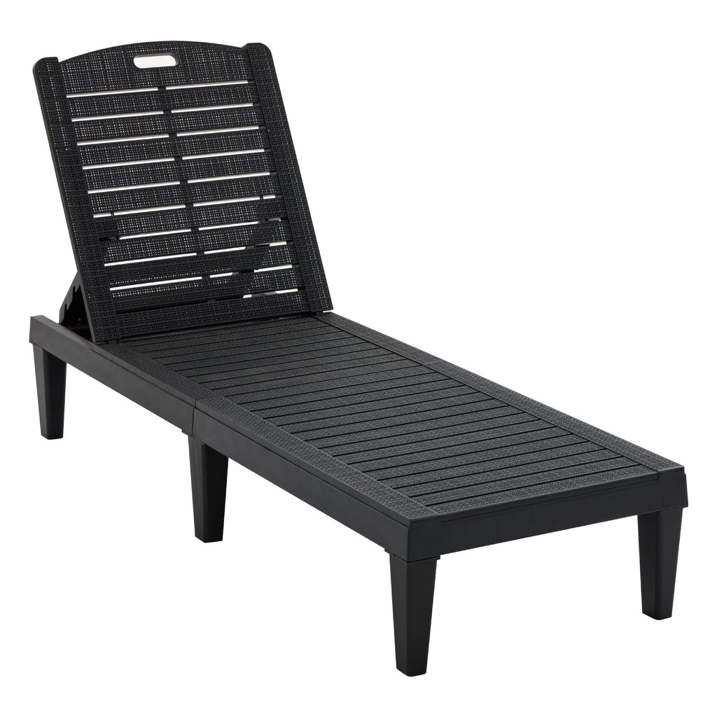 2-Piece Outdoor Chaise Lounges Resin Pool Lounge Chairs Outdoor Chaise Lounge Chair Set with Adjustable Backrest (Set of 2) for Patio, Poolside or Beach, Black