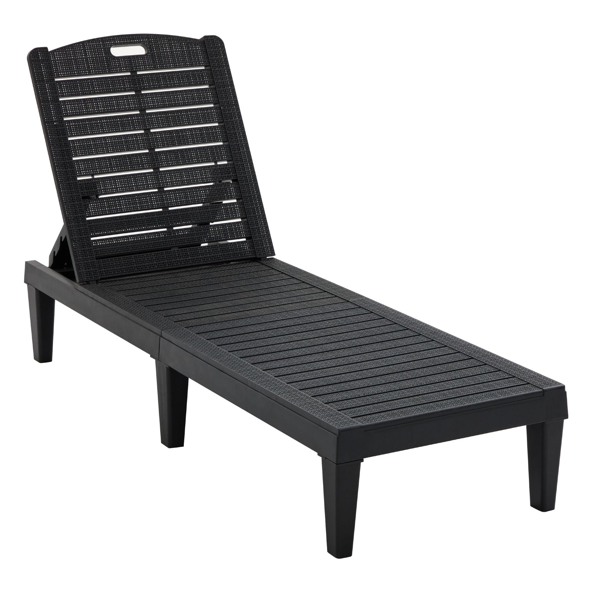 2-Piece Outdoor Chaise Lounges Resin Pool Lounge Chairs Outdoor Chaise Lounge Chair Set with Adjustable Backrest (Set of 2) for Patio, Poolside or Beach, Black