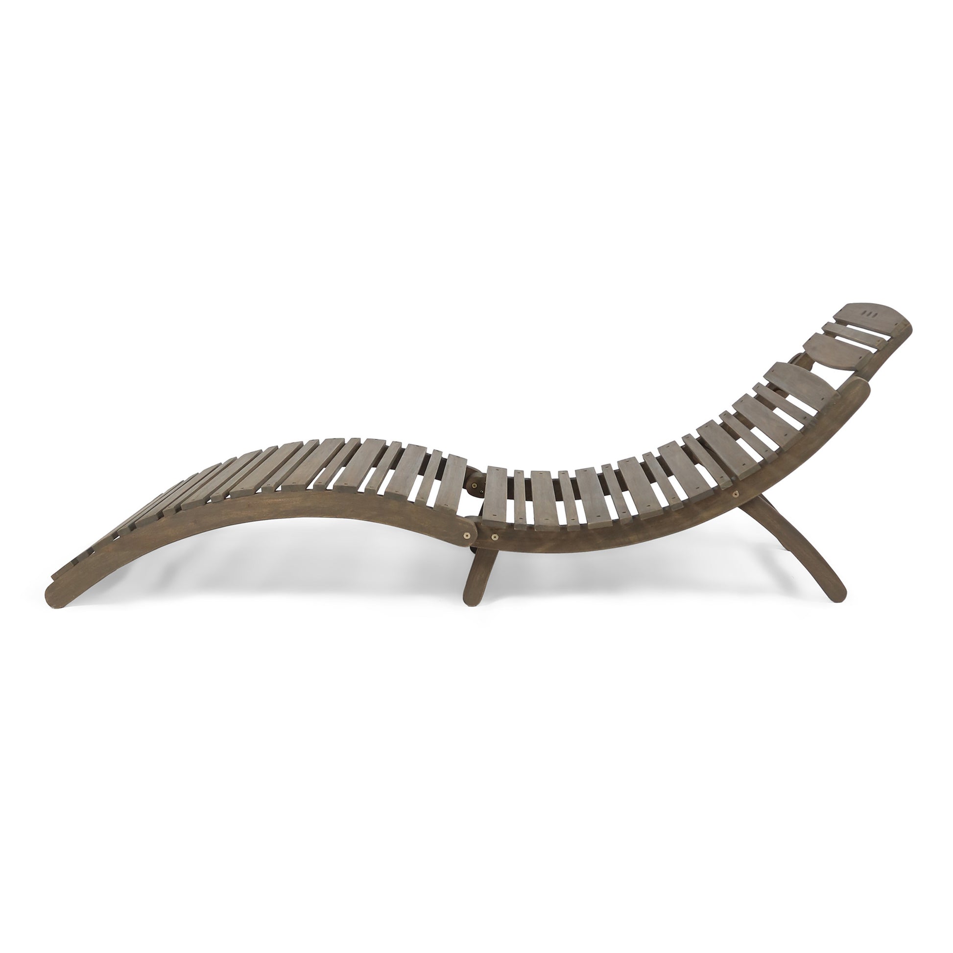 LAHAINA WOOD FOLDABLE CHAISE LOUNGE - GREY