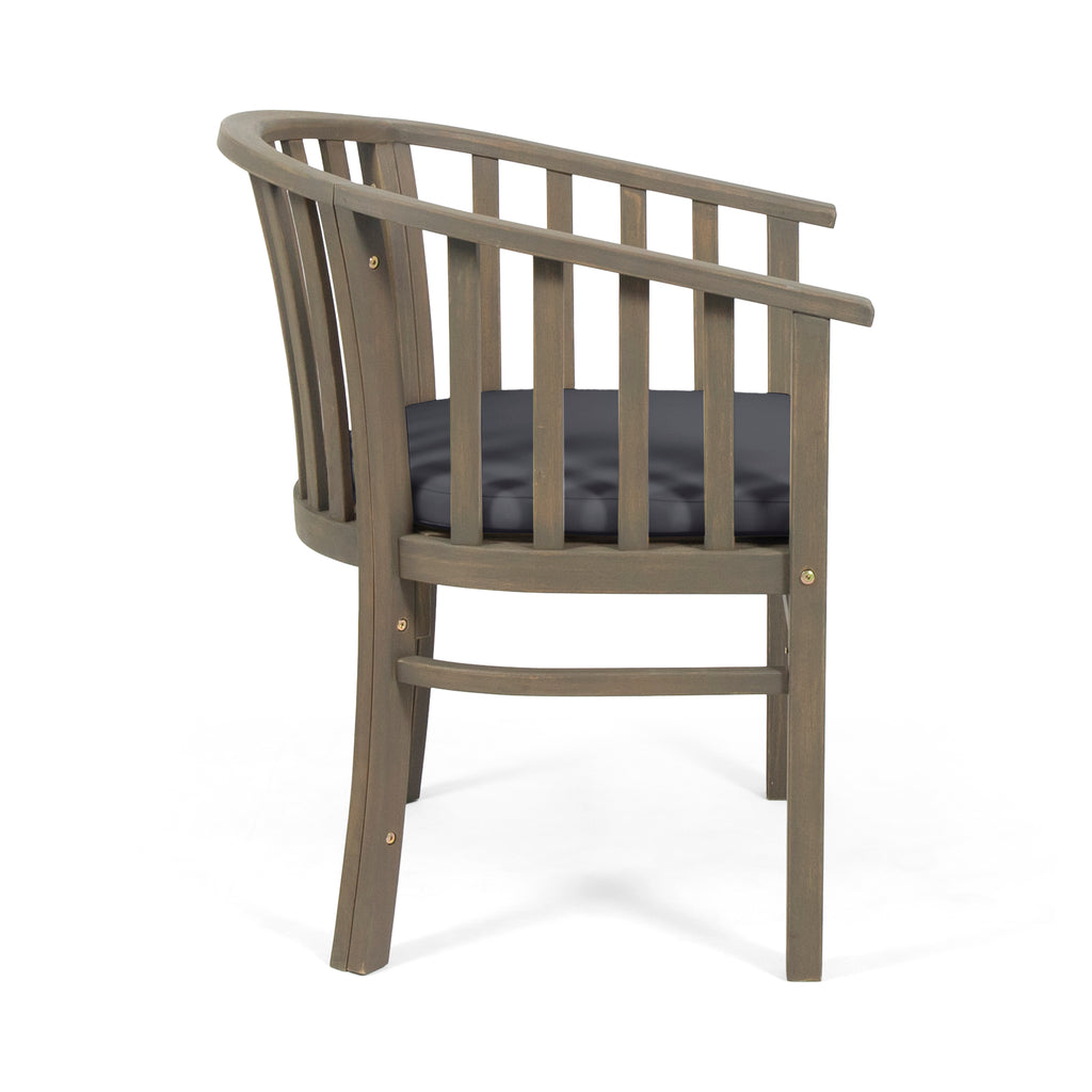 Outdoor Wooden Dining Chair Set with Cushions, 2-Pack, Weather Resistant Patio Seating