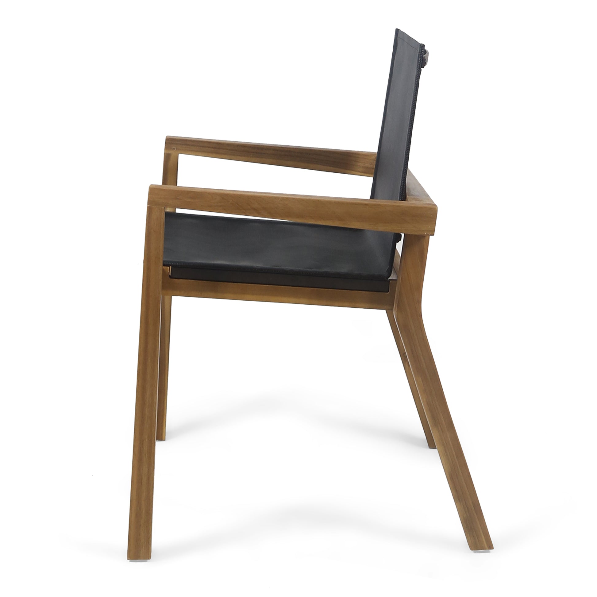 Acacia Wood Outdoor Dining Chairs with Breathable Mesh Seat & Teak Finish (Set of 2)
