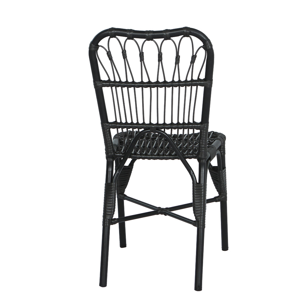 Outdoor PE Wicker Patio Dining Chairs Set of 2 Rattan Bistro Chairs for Backyard