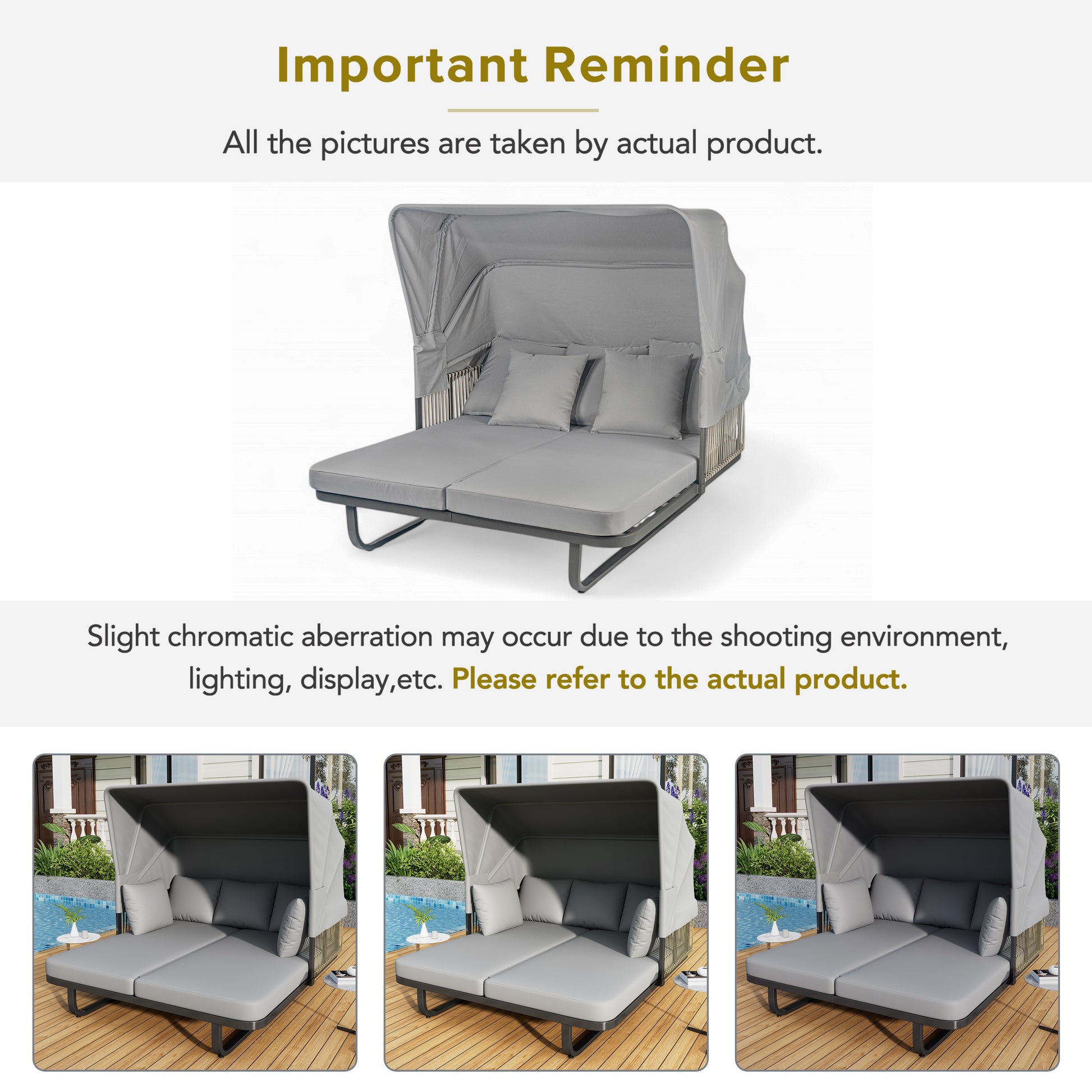 57" Outdoor Patio Daybed Rattan Daybed Outdoor Sunbed with Detachable Pillows for Patio, Backyard, Pool, Grey