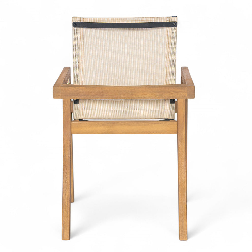 Teak Finish Outdoor Dining Chairs Set of 2 Wood Frame Patio Chairs with Textile