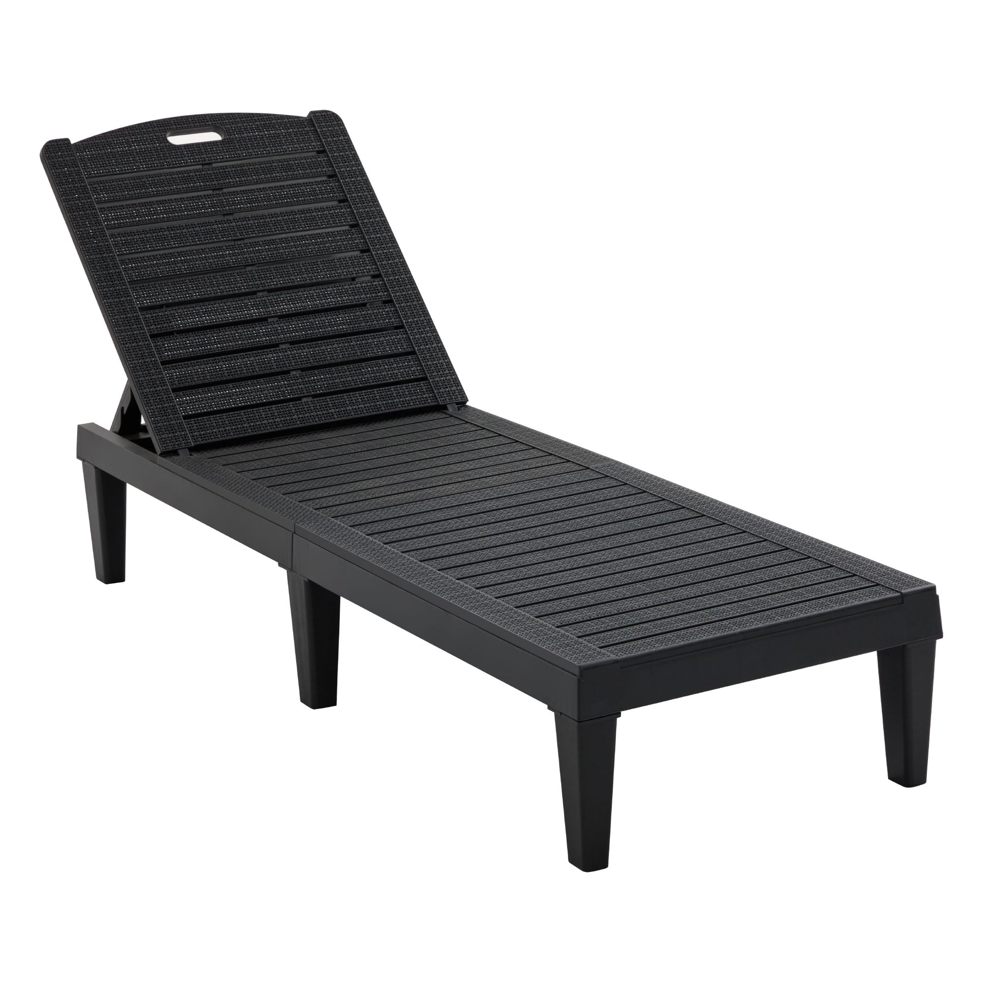 2-Piece Outdoor Chaise Lounges Resin Pool Lounge Chairs Outdoor Chaise Lounge Chair Set with Adjustable Backrest (Set of 2) for Patio, Poolside or Beach, Black