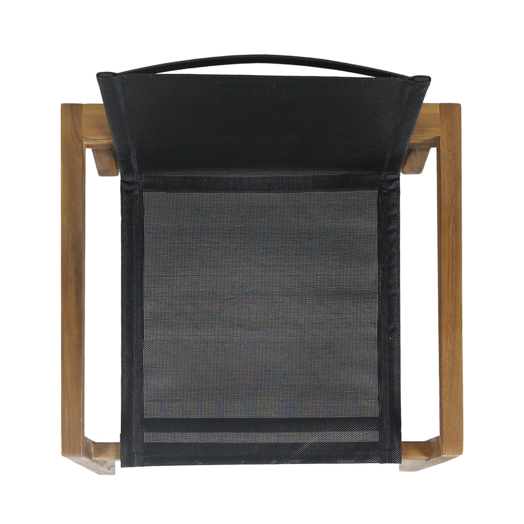 Acacia Wood Outdoor Dining Chairs with Breathable Mesh Seat & Teak Finish (Set of 2)