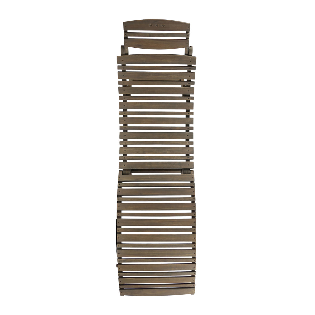 LAHAINA WOOD FOLDABLE CHAISE LOUNGE - GREY