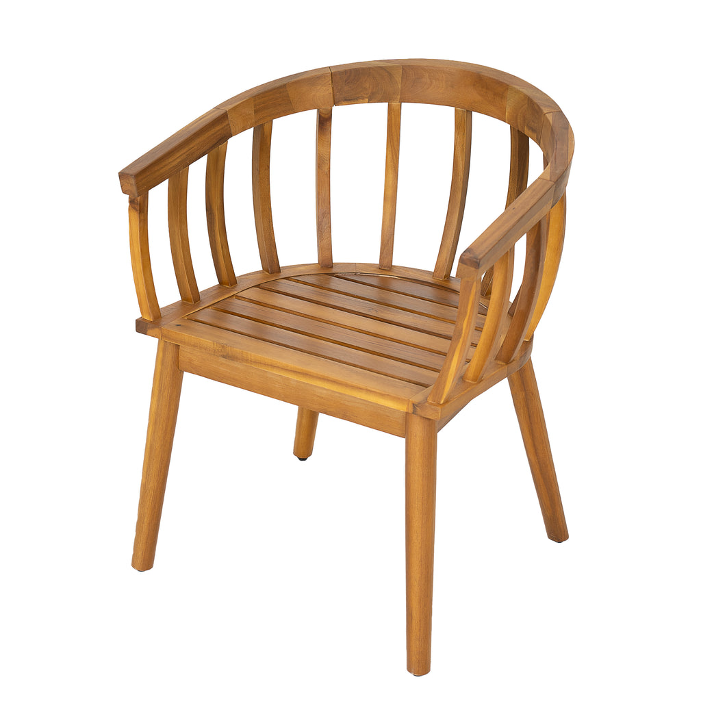 Set of 2 Outdoor Dining Armchair with Cushion – Acacia Wood Patio Chair for Deck, Backyard