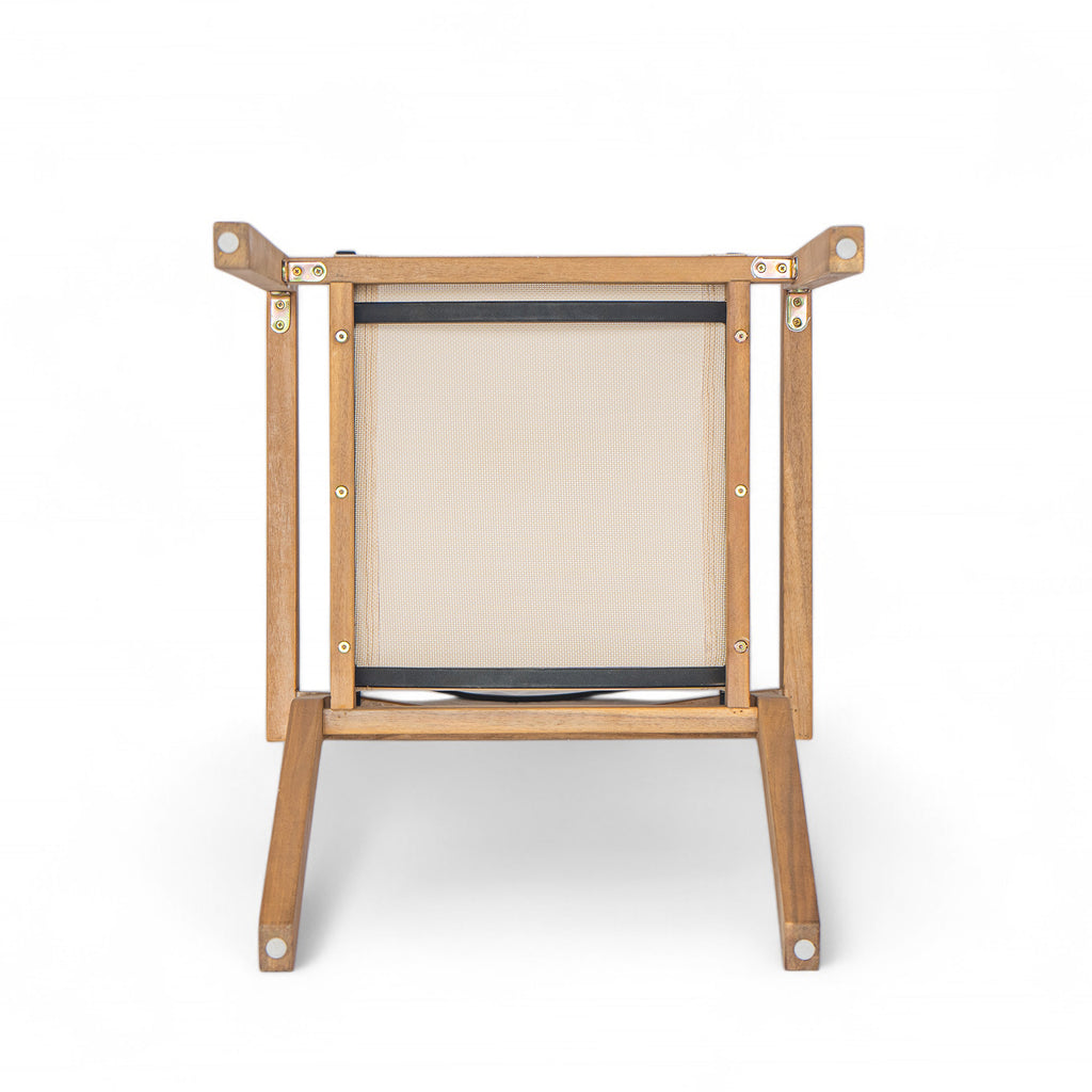 Teak Finish Outdoor Dining Chairs Set of 2 Wood Frame Patio Chairs with Textile