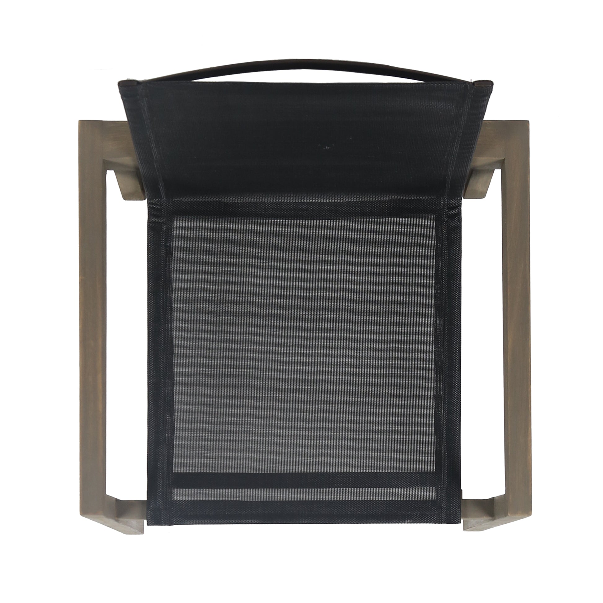 Modern Acacia Wood Patio Chairs with Durable Mesh Seating & Grey Finish (Set of 2)