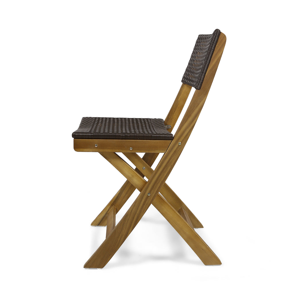 French Country Bistro Chairs Set of 2 Woven Back Dining Chairs for Indoor Outdoor