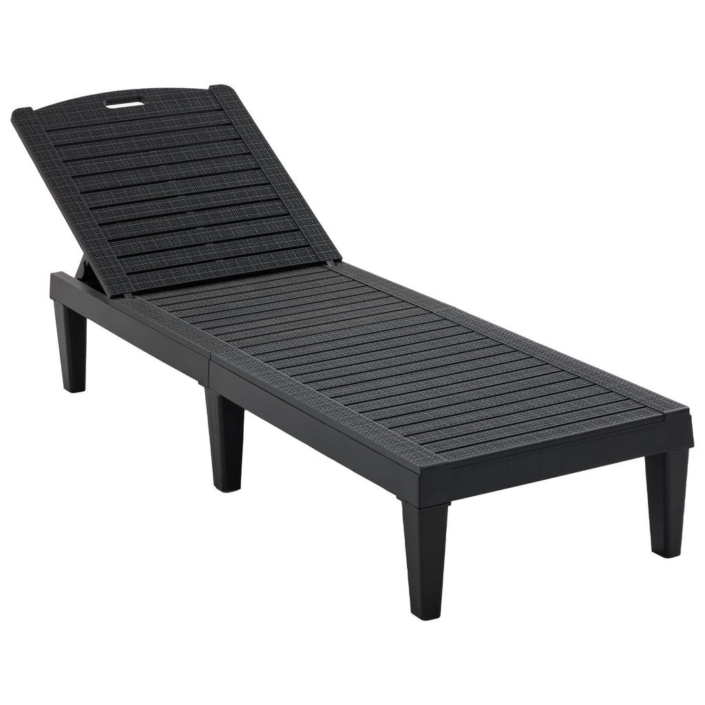2-Piece Outdoor Chaise Lounges Resin Pool Lounge Chairs Outdoor Chaise Lounge Chair Set with Adjustable Backrest (Set of 2) for Patio, Poolside or Beach, Black