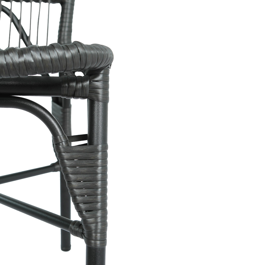 Outdoor PE Wicker Patio Dining Chairs Set of 2 Rattan Bistro Chairs for Backyard