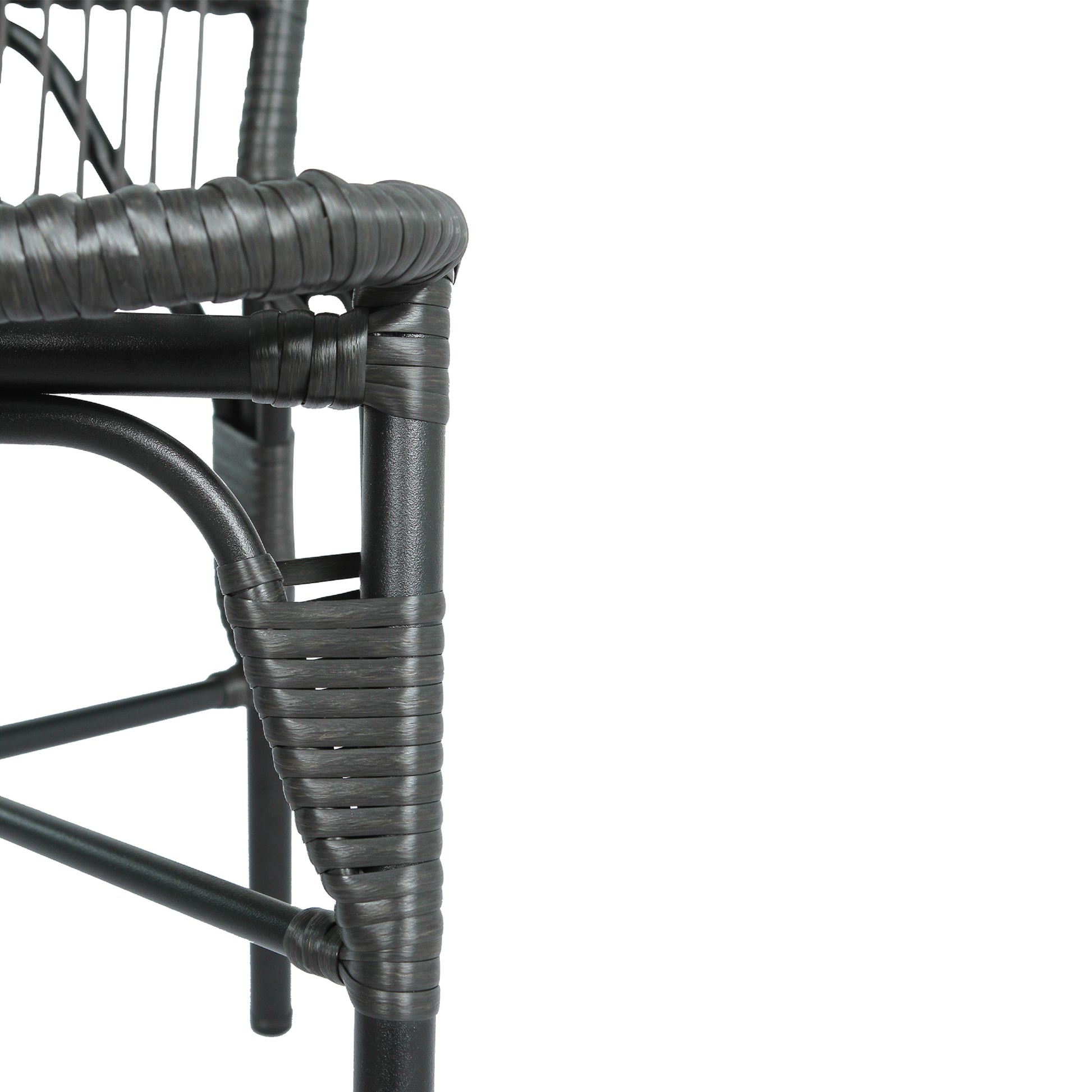 Outdoor PE Wicker Patio Dining Chairs Set of 2 Rattan Bistro Chairs for Backyard