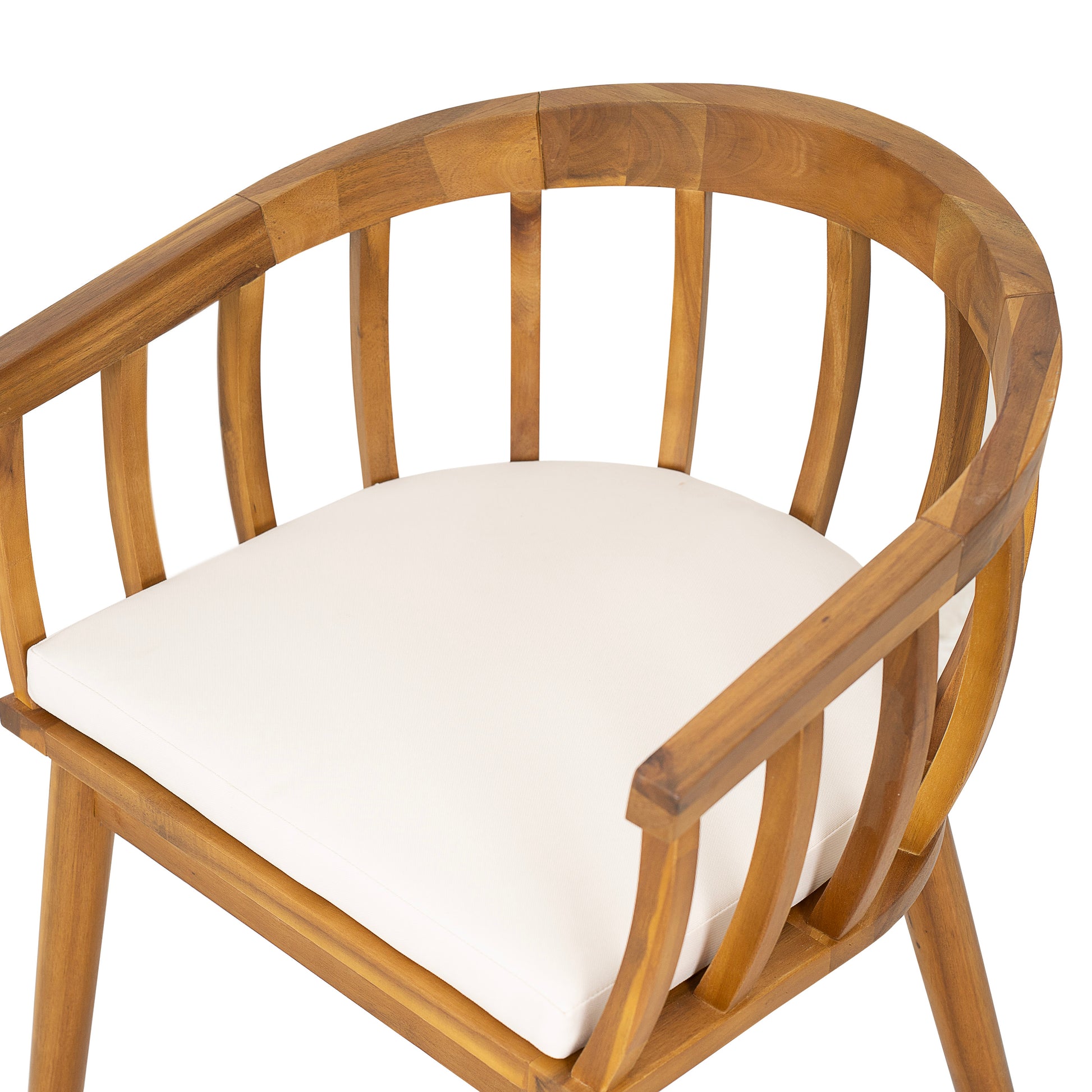 Set of 2 Outdoor Dining Armchair with Cushion – Acacia Wood Patio Chair for Deck, Backyard