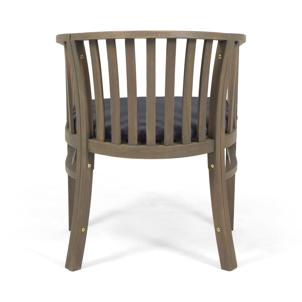 Outdoor Wooden Dining Chair Set with Cushions, 2-Pack, Weather Resistant Patio Seating