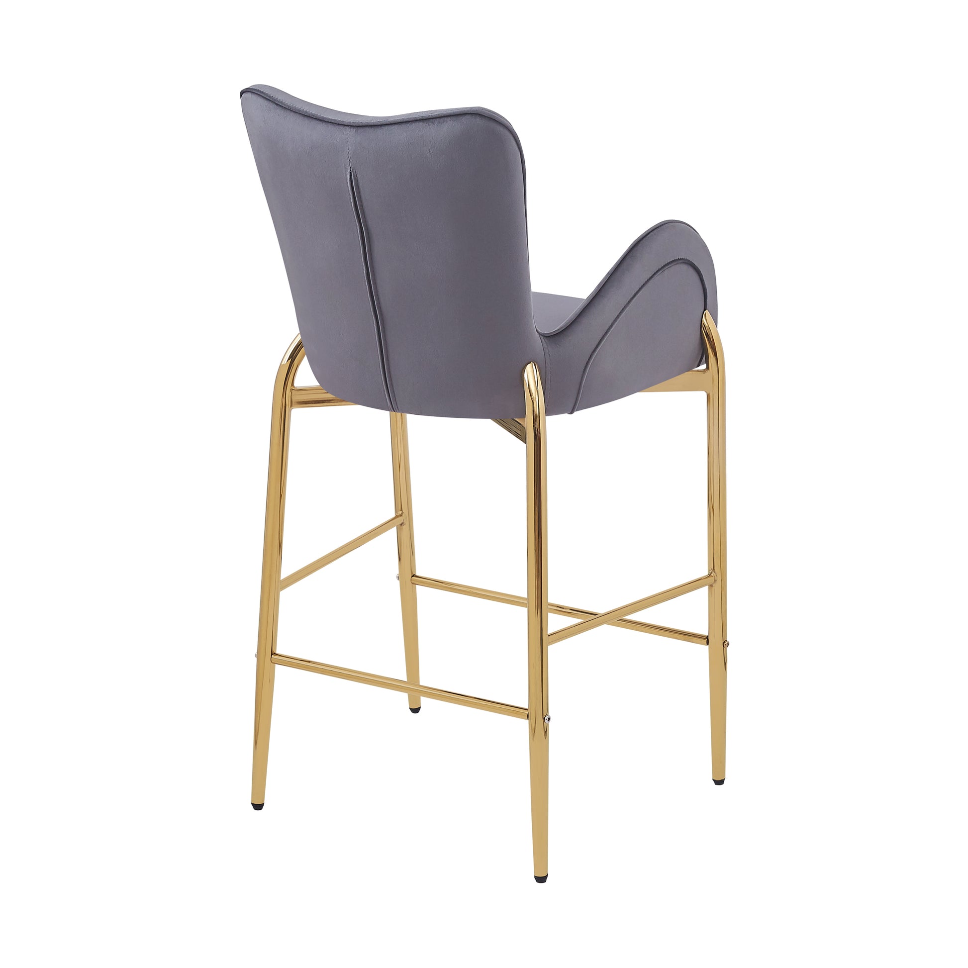 Counter Height Bar Stools Set of 2 Velvet Upholstered Stools with Golden Legs