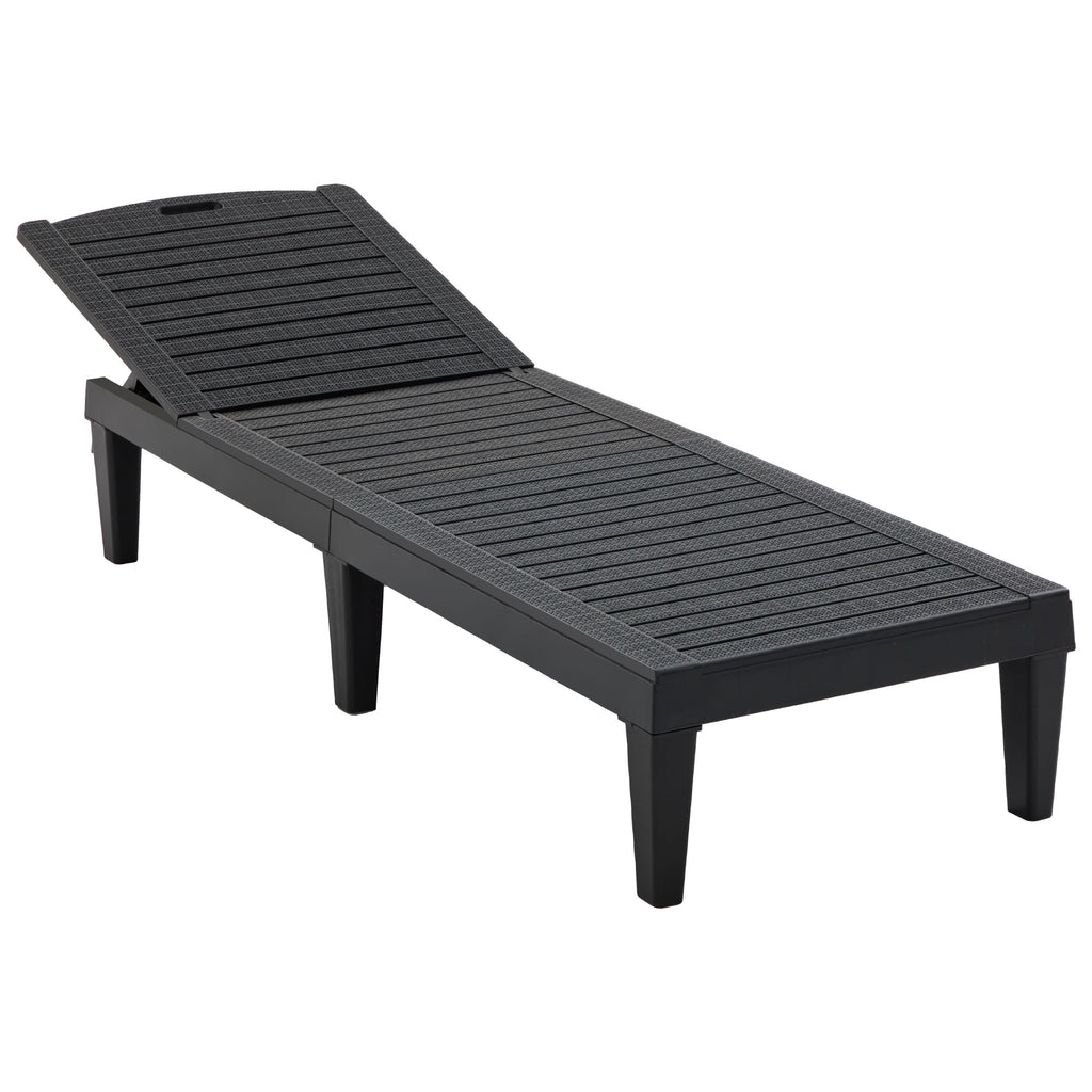 2-Piece Outdoor Chaise Lounges Resin Pool Lounge Chairs Outdoor Chaise Lounge Chair Set with Adjustable Backrest (Set of 2) for Patio, Poolside or Beach, Black