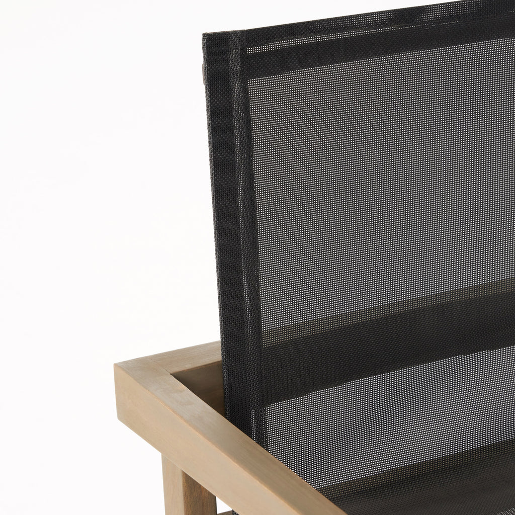 Modern Acacia Wood Patio Chairs with Durable Mesh Seating & Grey Finish (Set of 2)