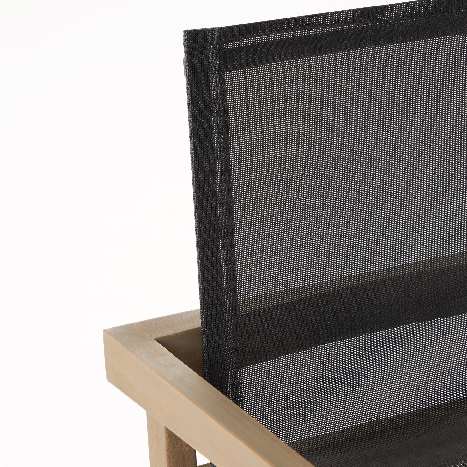 Modern Acacia Wood Patio Chairs with Durable Mesh Seating & Grey Finish (Set of 2)