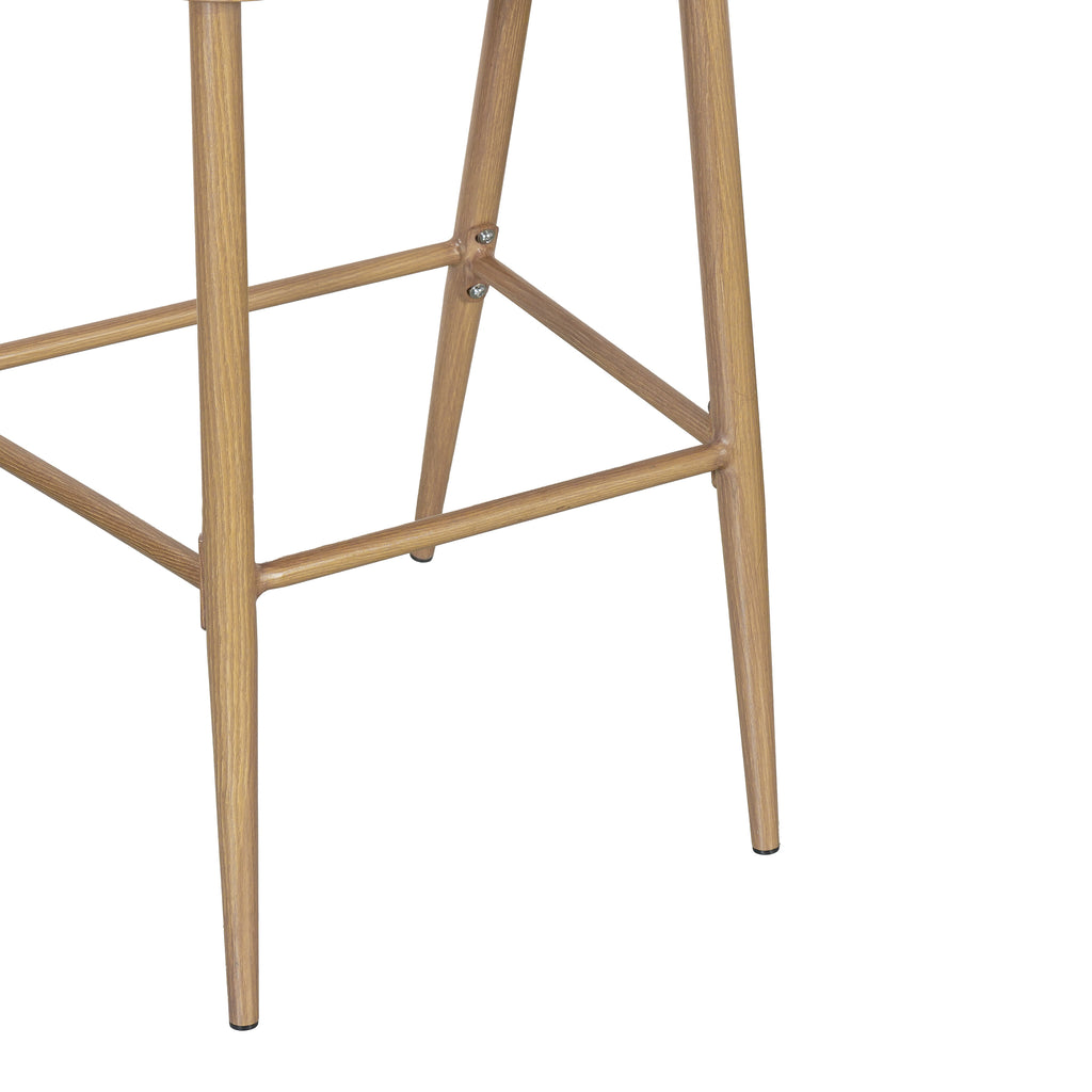 26" Outdoor Counter Stools Set of 2, Aluminum PE Rattan Backrest, Maple Finish Patio Bar Stools