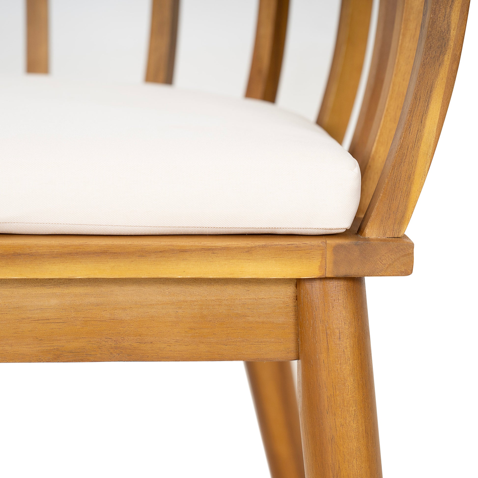 Set of 2 Outdoor Dining Armchair with Cushion – Acacia Wood Patio Chair for Deck, Backyard