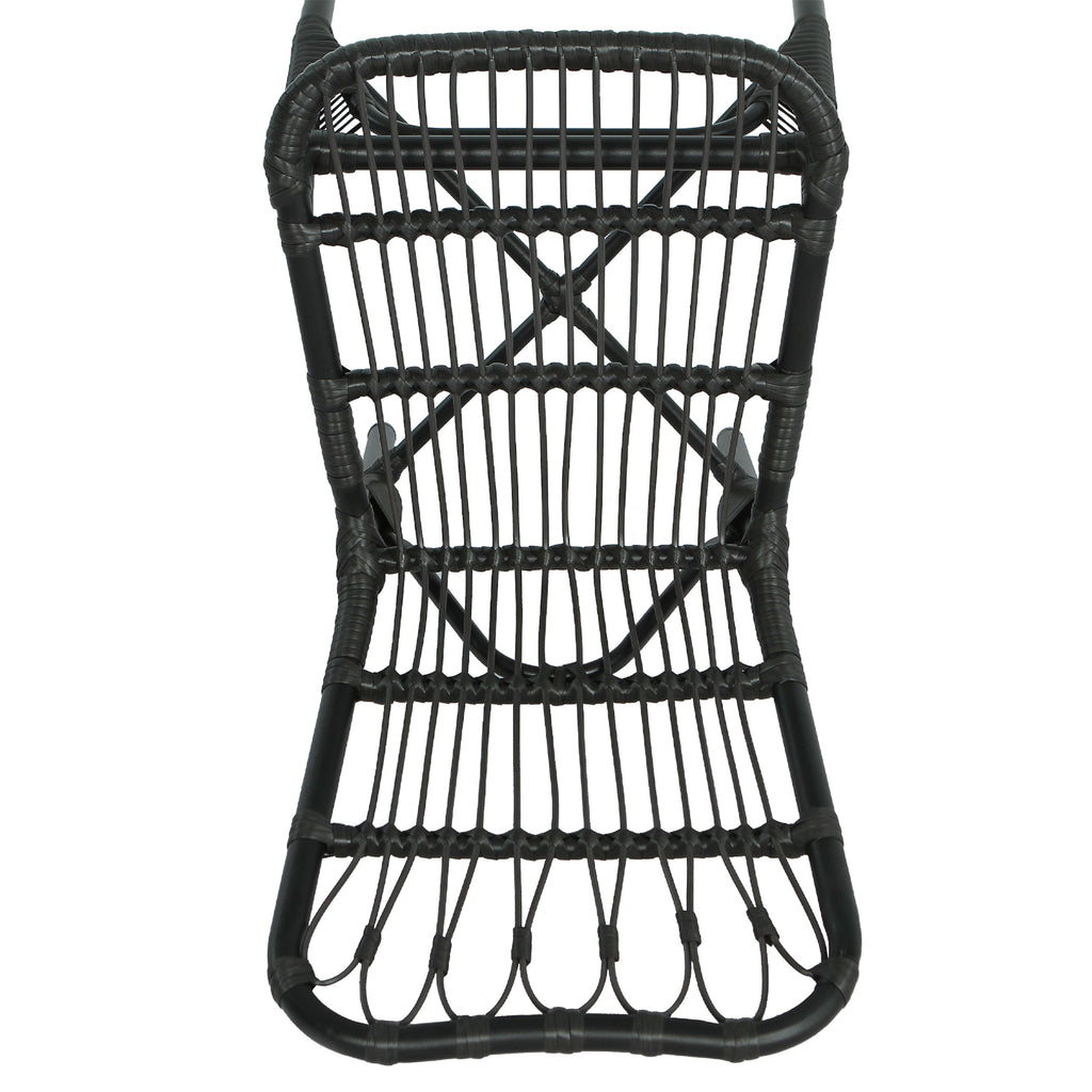 Outdoor PE Wicker Patio Dining Chairs Set of 2 Rattan Bistro Chairs for Backyard